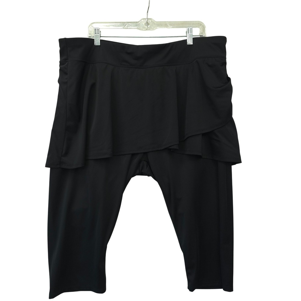 Swimsuits For All Black Swim Capris with Attached Skirt Plus Size 24 Vacation